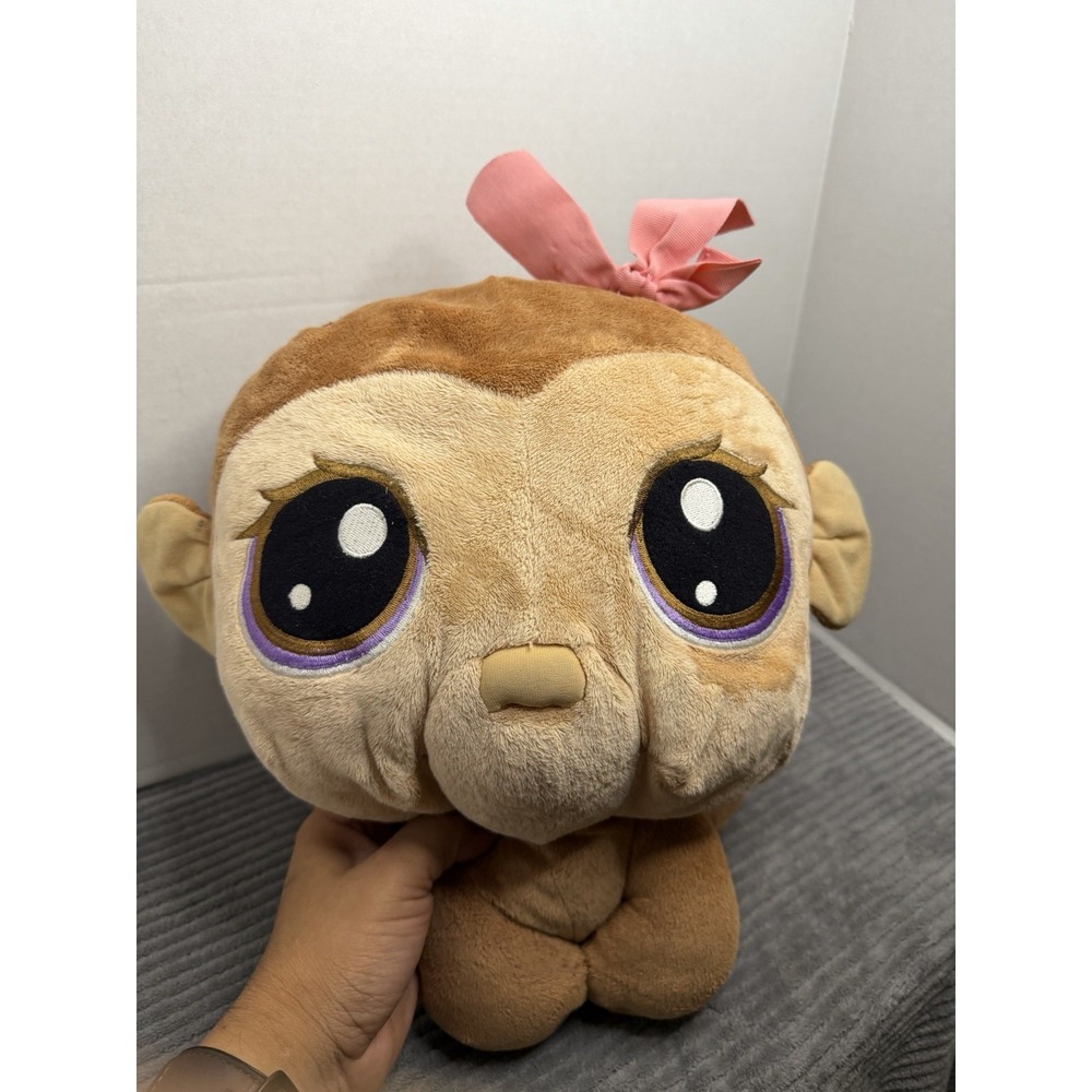 Hasbro 2007 Littlest Pet Shop LPS Plush Large Brown Monkey 14 IN Stuffed Animal